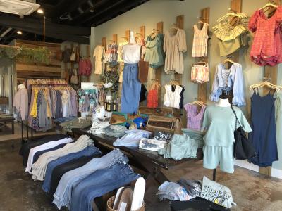 Inside the Lovely Fig store in Simpsonville, KY. The Lovely Fig sells an assortment of women's clothing, accessories, and home decor items.