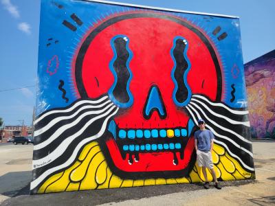 vibrant face mural