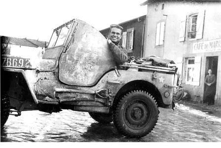 Bill Blass in Jeep during World War II