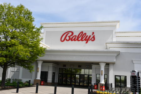 The exterior of Bally's Casino, including its name printed on the front of the building.