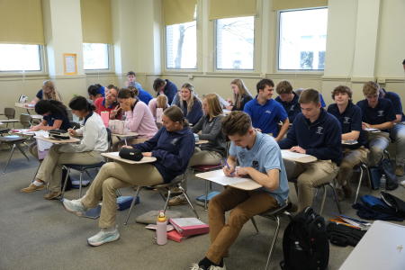 Exchange students in classroom