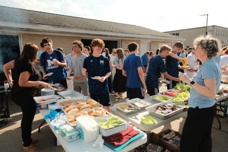 Exchange students at memorial