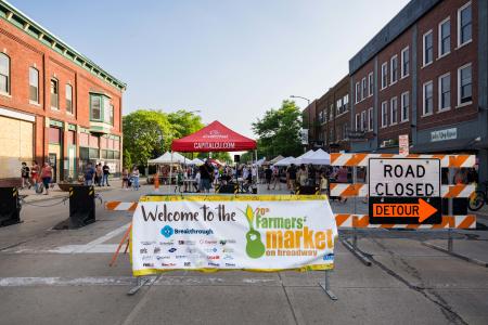Enterance of the On Broadway farmers market