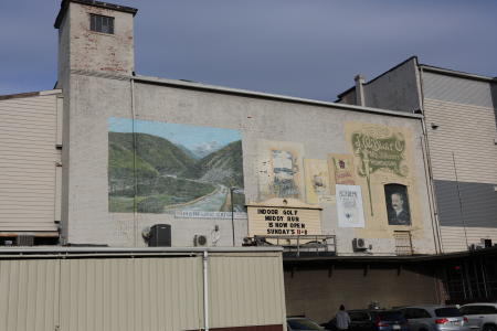 view of the J.C. Blair & Pennsylvania Mainline Canal murals, painted on the back of 708 Washington Street, Huntingdon
