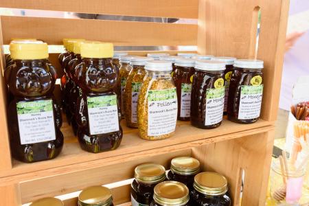 Honey for sale from Shamrock's at the Clayton Farm & Community Market in Clayton, NC.