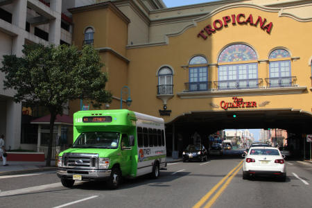 Jitney crossing Tropicana in Atlantic City