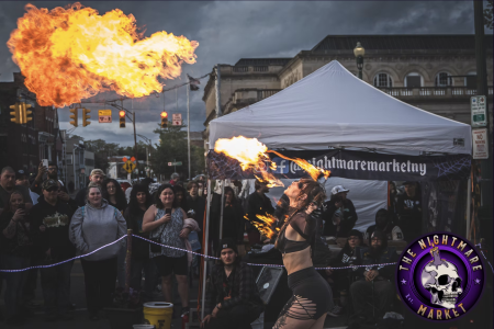 Woman breathing fire