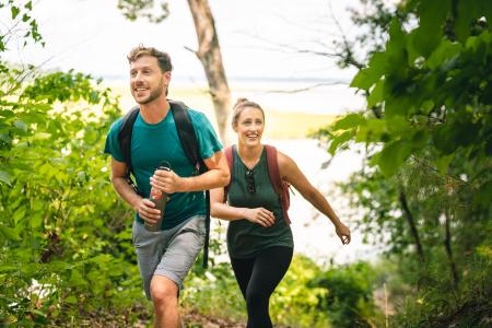 Couple hiking on trail