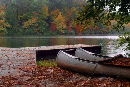 Canoes by the Lake