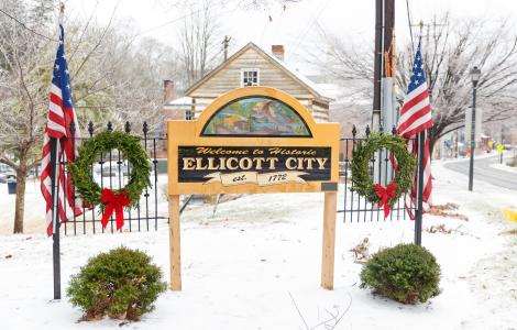 Ellicott City Sign In Snow