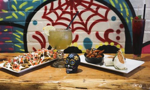 A lovely display of Mexican food and drinks in El Catrin Mexican Kitchen.