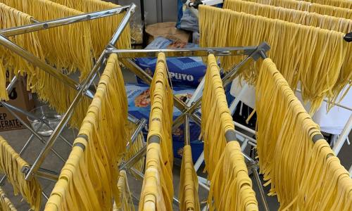Pasta Noodles drying prior to being packaged at Pasta Lab.