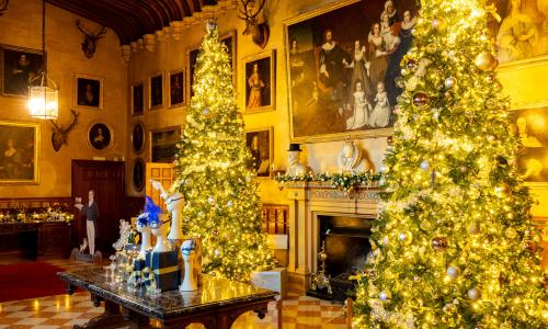 Festive Decorations in the Great Hall at Charlecote Park