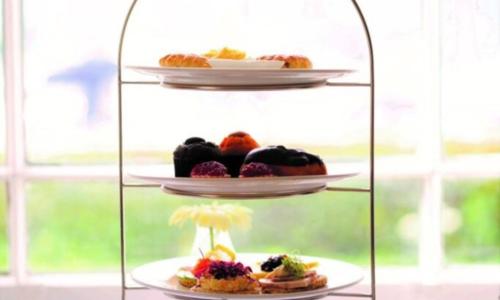 Afternoon tea on a tiered cake stand