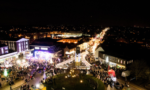 Bird Eye View Shot of Kenilworth's Christmas Market