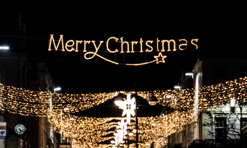 Merry Christmas sign - lit up