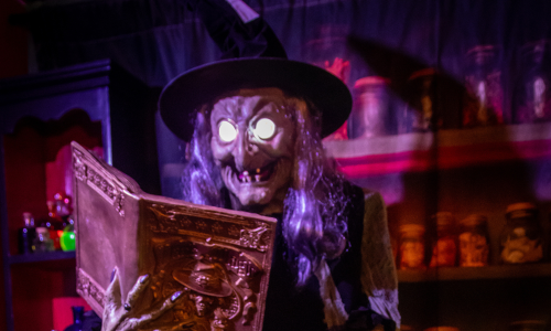 A witch holding a book