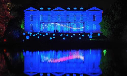 Compton Verney lit up in blue