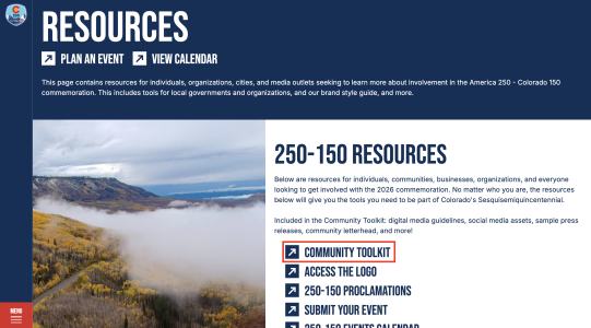 Screenshot of CTO am250co150 resources page