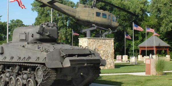 A tank and helicopter at the Emporia Veterans Memorial