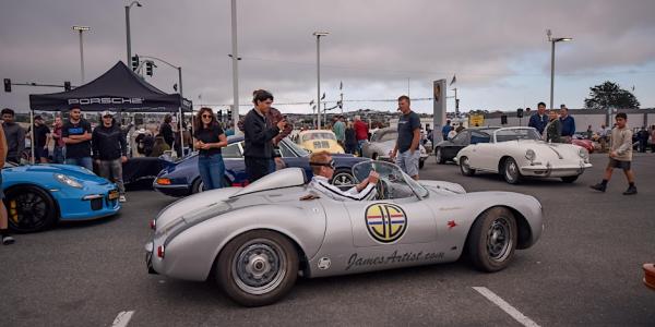 This is an image of a vintage Porsche car at the Porsche Classic Car Event at Monterey Car Week
