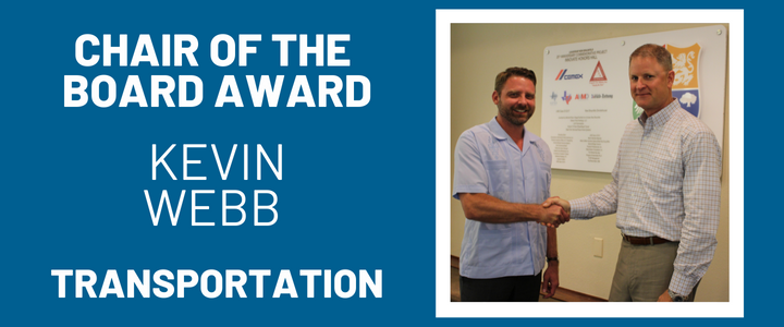Kevin Webb earns Chair of the Board Award in the field of Transportation