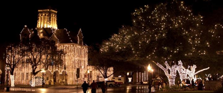 Beautiful Lights in Downtown New Braunfels, Texas