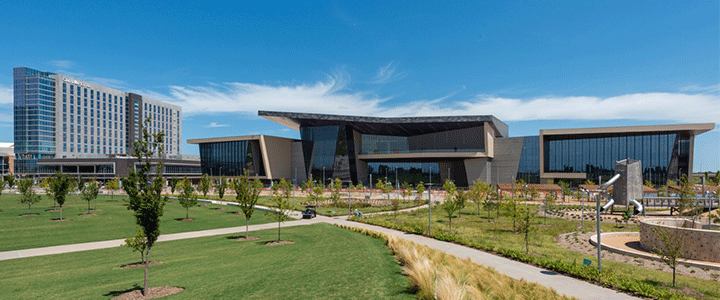 Exterior of the Oklahoma City Convention Center and Omni OKC hotel