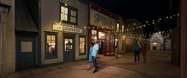 Group walking through Prosperity Junction at the National Cowboy & Western Heritage Museum