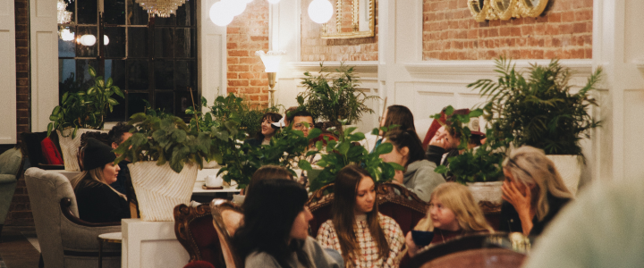 People socializing at Perets Dessert & Coffee Bar