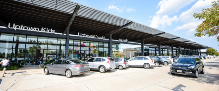The outlet shops inside the Classen Curve shopping center.