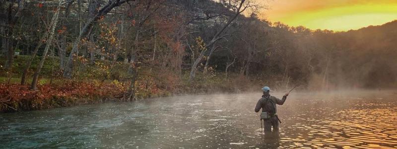 Man Fly Fishing on the Gorgeous Guadalupe River in New Braunfels, Texas