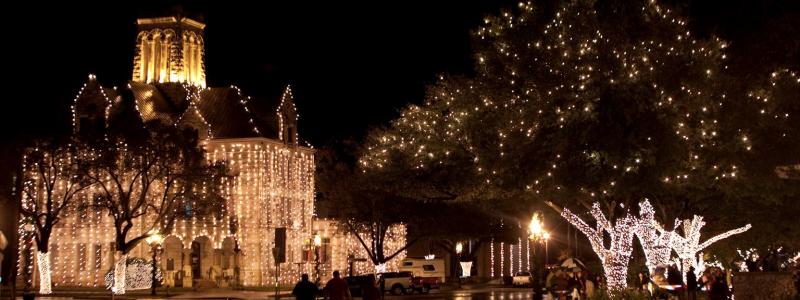 Beautiful Lights in Downtown New Braunfels, Texas