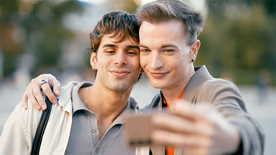 Young men taking a selfie