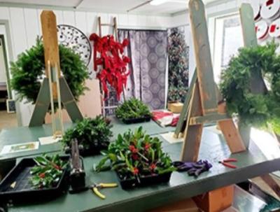 wreathmaking class at Heartwood Nursery