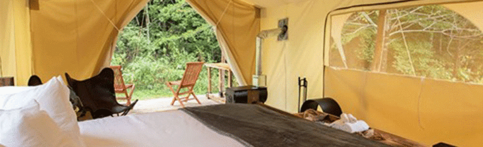 Inside of Glamping Tent at Hideaway Co.