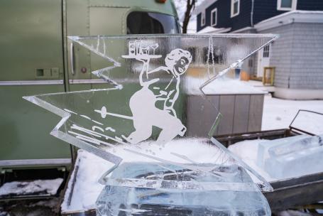 The Gem Ice Bar - Skier Sculpture