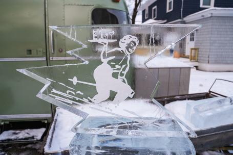 The Gem Ice Bar - Skier Sculpture