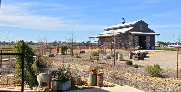 Farm with barn and blue skies