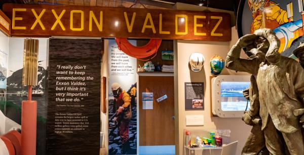 A museum exhibit about the Exxon Valdez Oil Spill