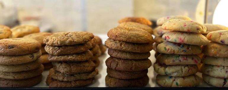 Cookies stacked up in a bakery in Harrisburg