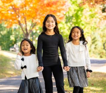 Kids on a leisurely stroll on trail