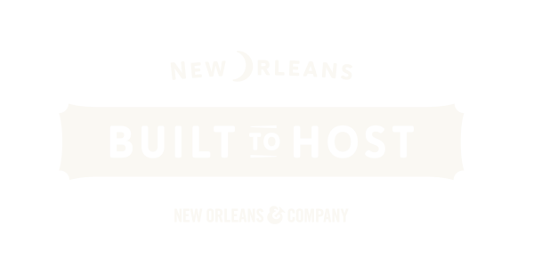 Built to Host Logo / Leisure / New Orleans & Company Cobrand Stacked - White