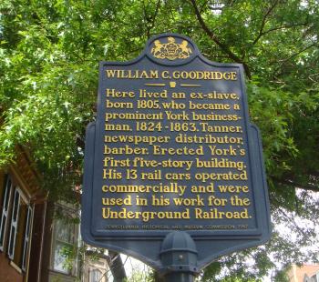 a sign that denotes the historical significance of the William C. Goodridge house