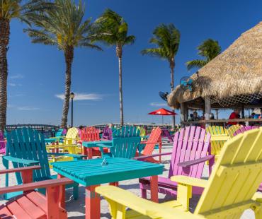Colorful table and Chairs just waiting for friends at TT's Tiki Bar in Punta Gorda, Florida