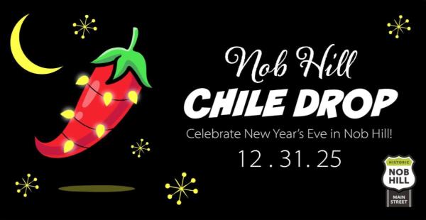 A graphic advertising the Nob Hill Chile Drop on December 31.