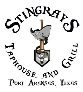Stingrays Taphouse and Grill logo with a graphic of a stingray wrapped around a beer tap