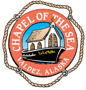 a logo for a church service on a yacht
