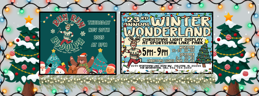 sportsman lake park christmas events graphic