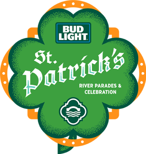 Green logo that reads "St. Patrick's River Parades & Celebration"